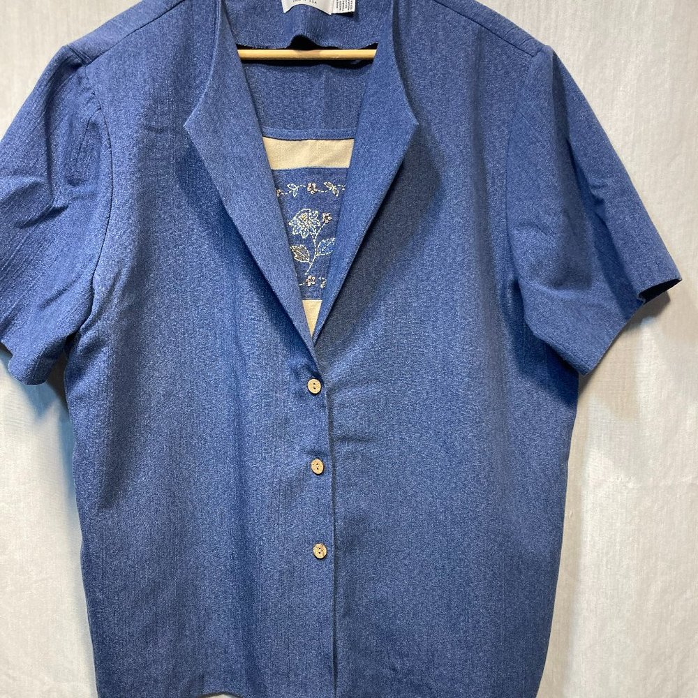 ALFRED DUNNER TOP W/ ATTACHED UNDER CAMISOLE MADE IN USA PLUS SIZE 20
